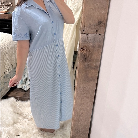 Vintage Katie Lee collection Blue Button-Up Midi Dress size XLarge - Picture 4 of 5